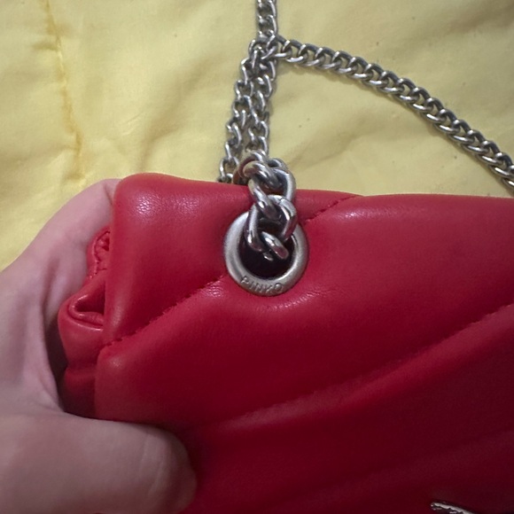 Pinko Red Quilted Leather Shoulder Bag - Picture 5 of 10